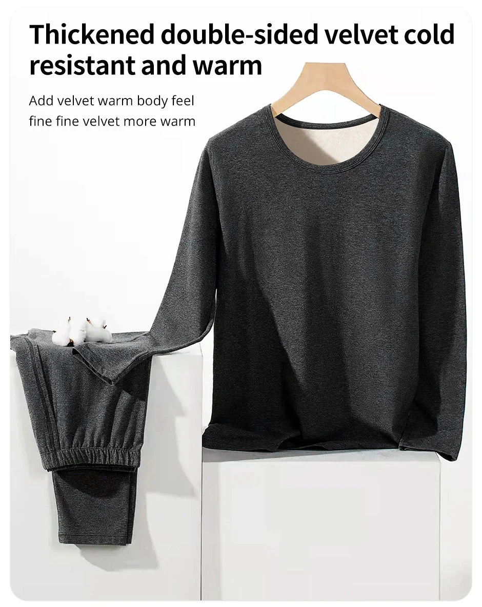 Man Winter Thermal Underwear Set Face Sanding Double Warmth