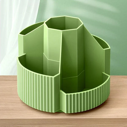 Desktop Stationery Organizer 5 Slots Stationery Storage Box 360 Degree Rotating Cute Pencil Cup Pot for Home Office School
