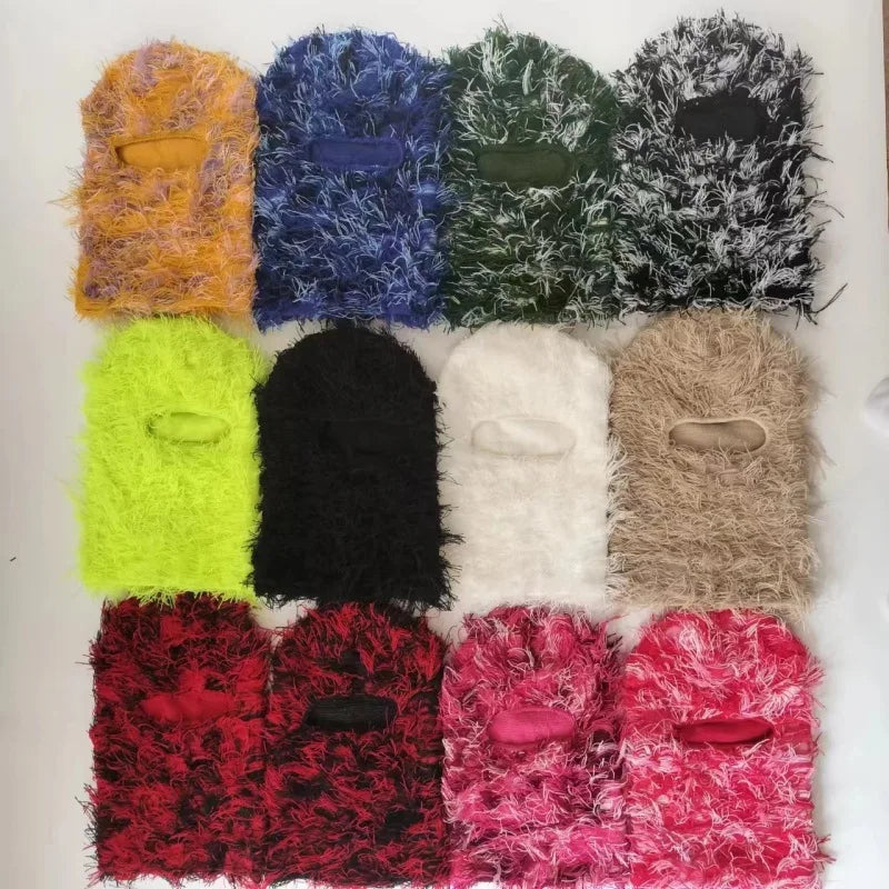 Full Face Cover Ski Mask Hat Balaclava Distressed Knitted Beanie