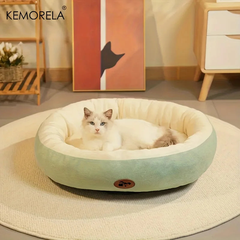 Plush Oval Pet Bed for Dogs and Cats, Thickened achine Washable