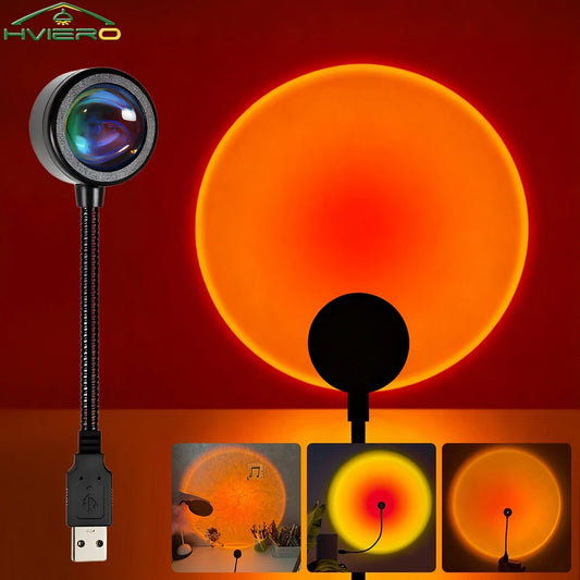 Colorful Gradient Usb Led Sunset Lamp Home Background