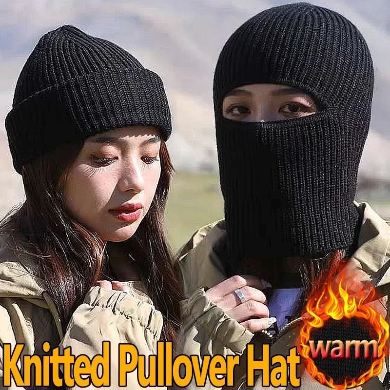 Winter Knitted Full Beanies Balaclava Hat Outdoors Men Women