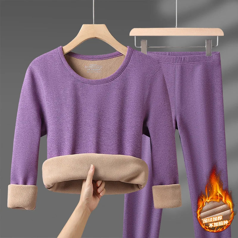 Winter Thermal Underwear Sets Men Women Velvet Tops