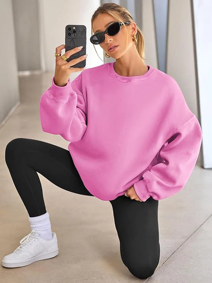 Plus Size Solid Color Sweatshirt, Casual Long Sleeve Crew Neck