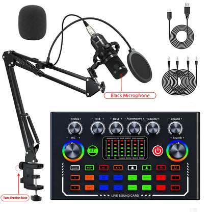 Live Sound Card Podcast Equipment With BM-800 Microphone