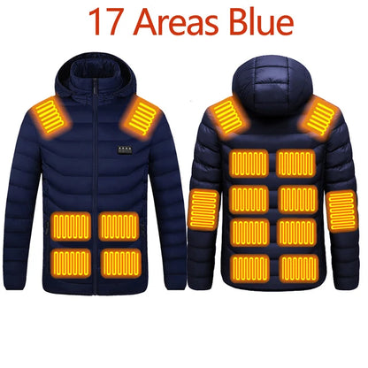 Men's parka Winter Warm USB  Heating Jackets Smart Thermostat