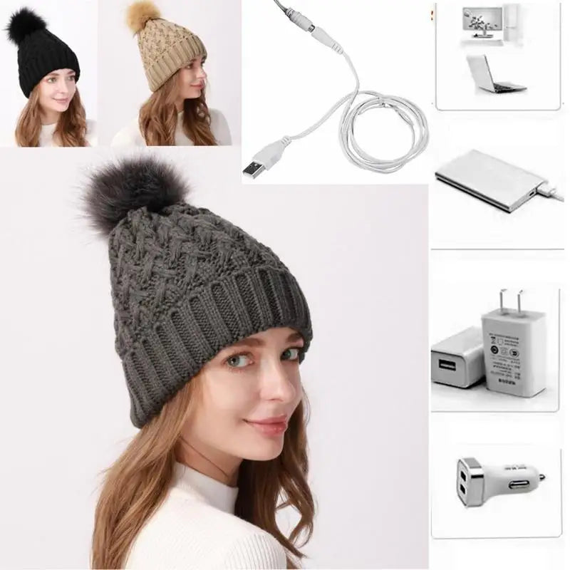 Heated Hat Efficient Heat Transfer Heated Hat Women Rechargeable