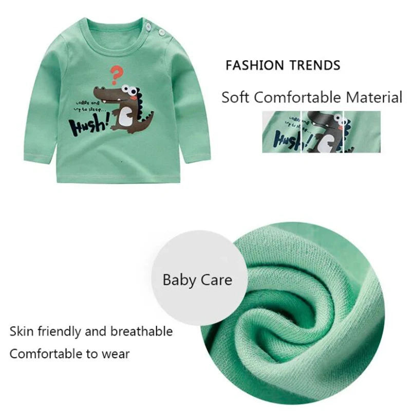 Autumn Kids Boys Baby Cartoon Crocodile Cotton Sweatshirt