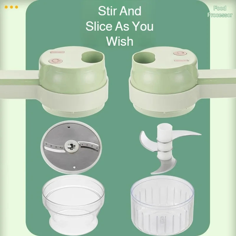 Multifunctional Vegetable Cutter, Chili Ring Chopper, Scallion Chopper, Ginger Mincer, Garlic Slicer, Electric Garlic Grinder