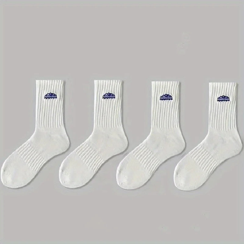 4 pairs of unisex socks with oil painting pattern  thin breathable