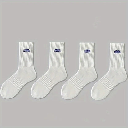 4 pairs of unisex socks with oil painting pattern  thin breathable
