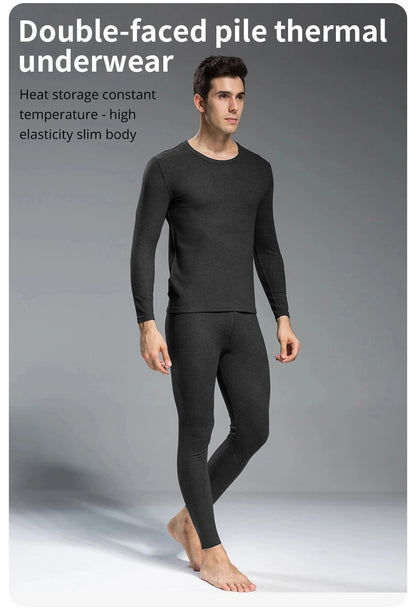 Man Winter Thermal Underwear Set Face Sanding Double Warmth