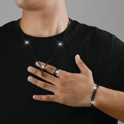 Men Fashion Personality Simple Black Stainless Steel Non Fading