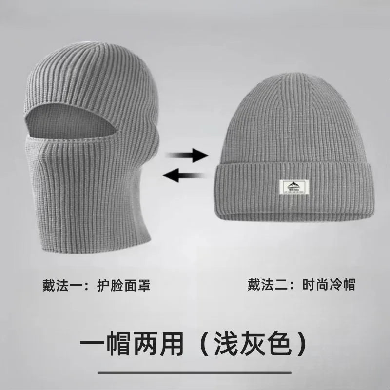 New Outdoor Women Men Winter Knitted Hat Plush Warm Peaked