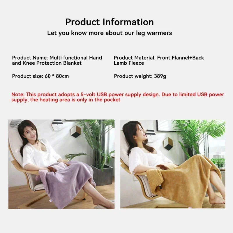 Electric Blanket 5V Safety Low Voltage USB Rechargeable Electric