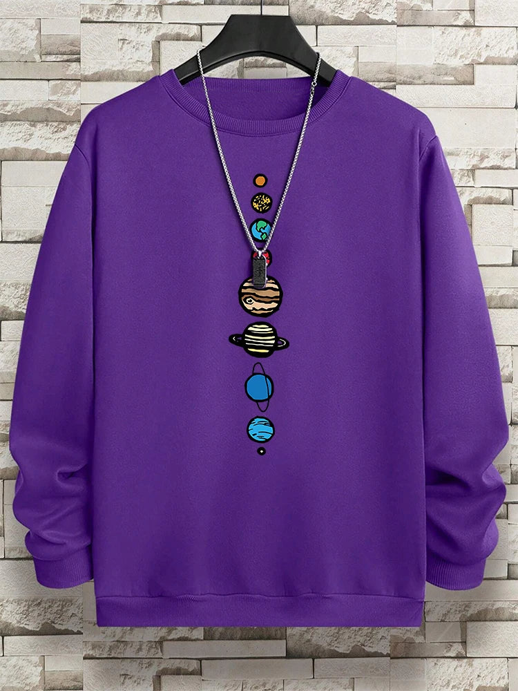 Planets In The Solar System Men Women Hoody Cartoon Crewneck