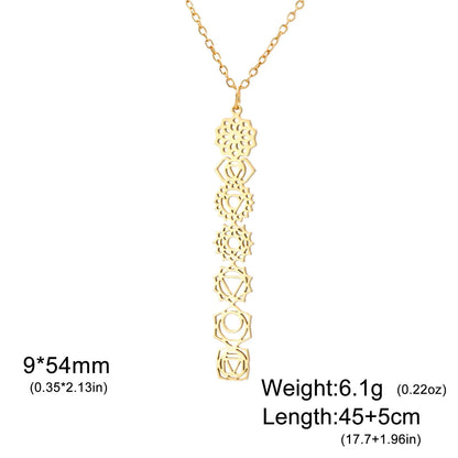 Meditation 7 Chakra Flower Necklaces for Women Stainless Steel