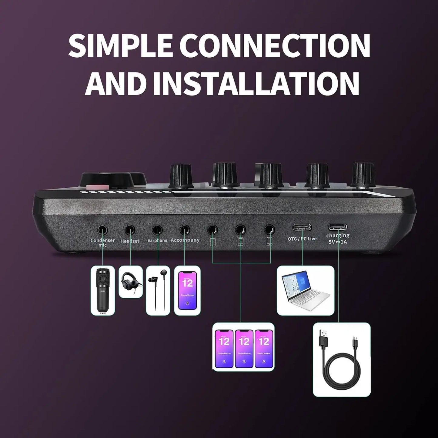 Live Podcast Equipment Set, with BM800 studio microphone, audio