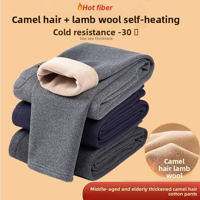 Men's Double-Sided Wool-Blend Thermal Trousers for Autumn/Winter