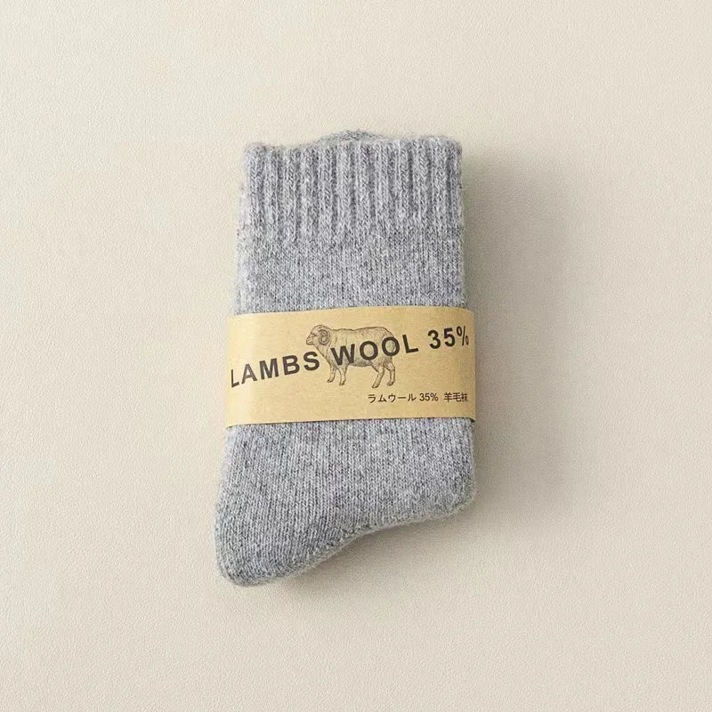 Winter 30% Wool Cashmere Warm Furry Kids Sock Chic Solid Color 🧦