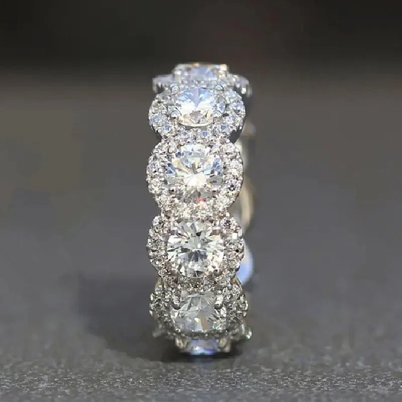 Huitan Sparkling Cubic Zirconia Promise Rings for Women Wedding