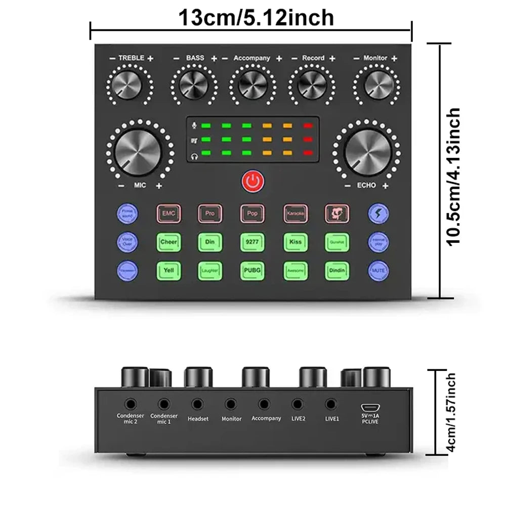 V8S Live Sound Card Podcast Equipment Bundle,with Microphone