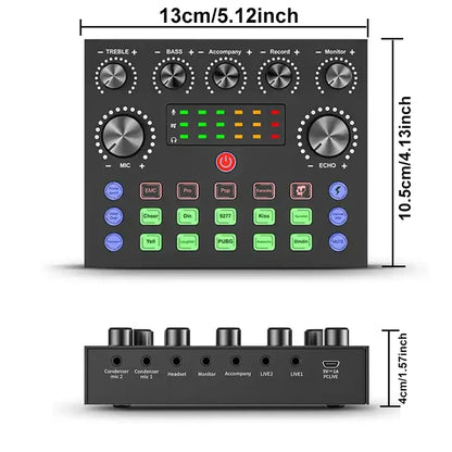 V8S Live Sound Card Podcast Equipment Bundle,with Microphone