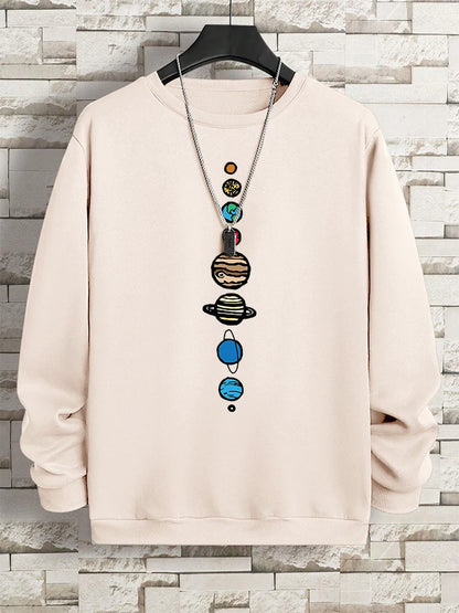 Planets In The Solar System Men Women Hoody Cartoon Crewneck