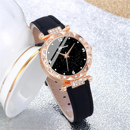 Womens Watches 5Pcs Set Luxury Rhinestone Women Fashion