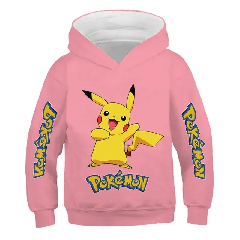 New Autumn 4-14 Years Kids Cotton Pokemon Hoodies Pikachu