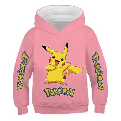 New Autumn 4-14 Years Kids Cotton Pokemon Hoodies Pikachu