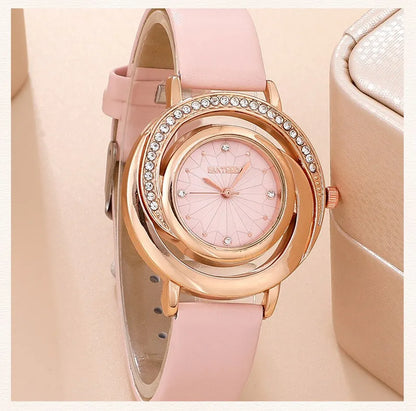 Luxury Watch Women Ring Necklace Earring Rhinestone Fashion