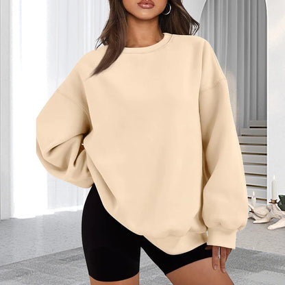 Plus Size Solid Color Sweatshirt, Casual Long Sleeve Crew Neck