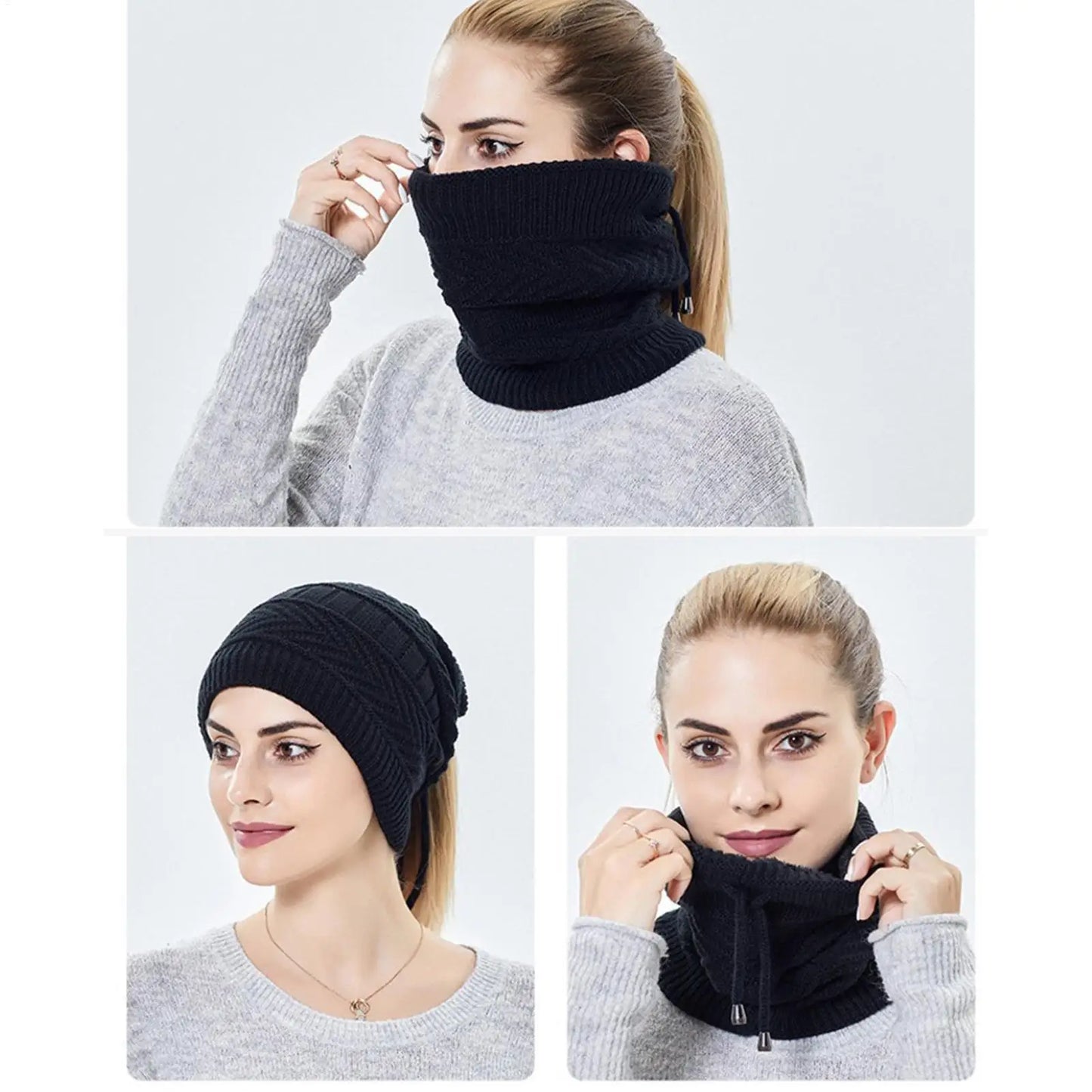 Heat Hat Knitted Beanie Hat Neck Warmer Electric Rechargeable