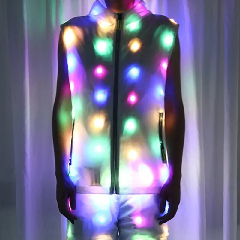 Glow Dancing Costume Halloween Rave Jacket Led Light Waterproof Clothes Cool Night Run Props Adult Kids Dance Performance Child