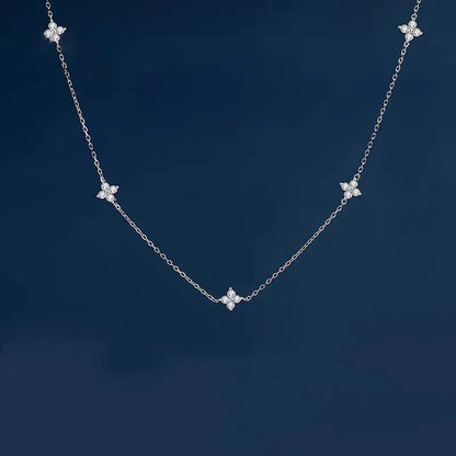 Gorgeous Four-leaf Flower Inlaid Zircon Chain Necklace for Women