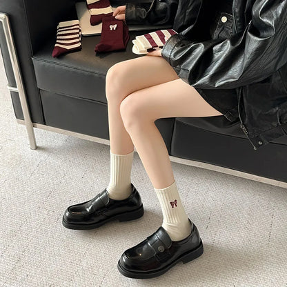 Women's Cherry Color Trendy Striped Autumn and Winter