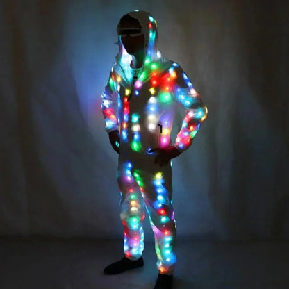 LED Light Up Waterproof Glow Costume and Glasses Set for Cool