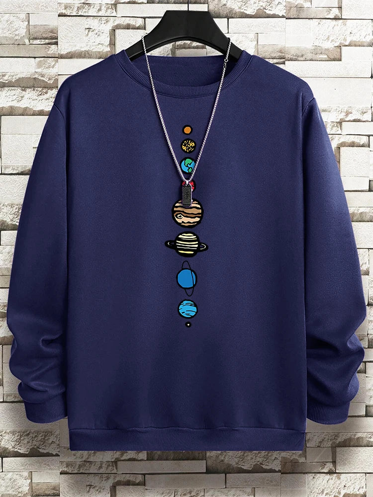 Planets In The Solar System Men Women Hoody Cartoon Crewneck