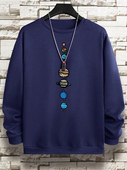 Planets In The Solar System Men Women Hoody Cartoon Crewneck