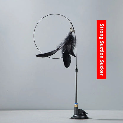 Cat Toy Cat Teaser Stick With Bell Extended Rod Suction Cup