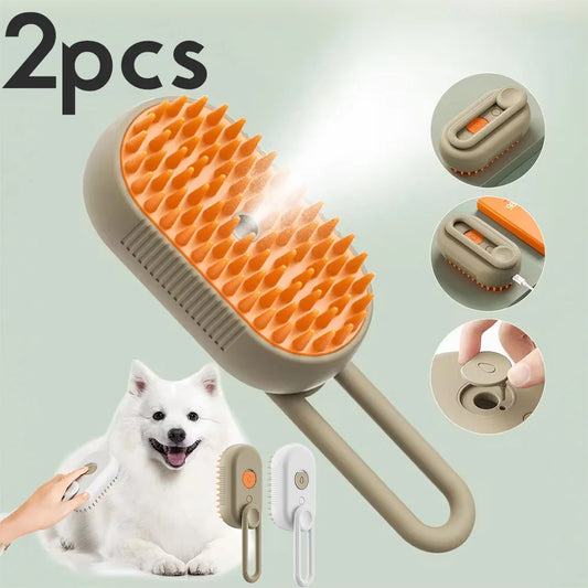 Steam Pet Brush 3-in-1 Massage Dog Steamy Brush Spray Beauty
