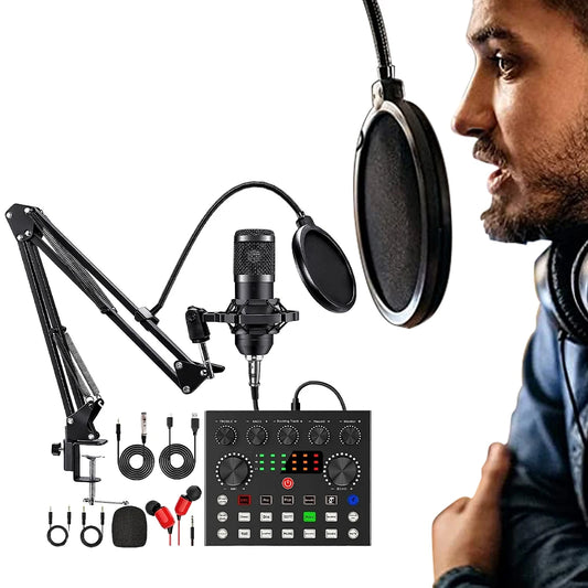Podcast Sound Card Set Professional Audio Condenser Mic Studio