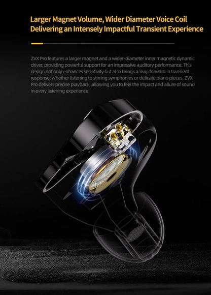 KZ ZVX Pro Earphones Dynamic HIFI Bass Earbuds in Ear Monitor