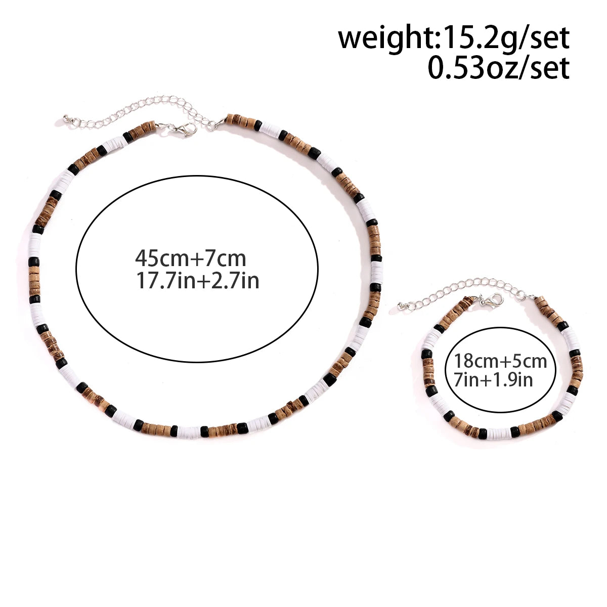 KunJoe 2pcs/set Vintage Natural Soft Clay Beads Bracelet Necklace