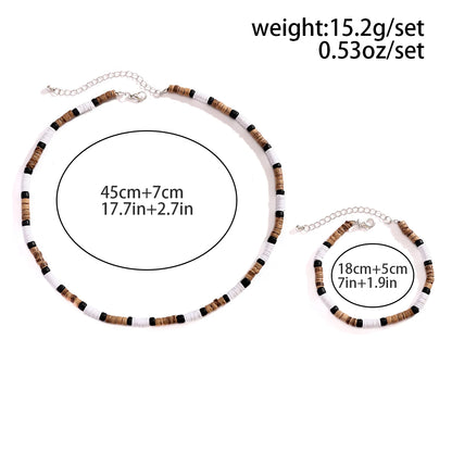 KunJoe 2pcs/set Vintage Natural Soft Clay Beads Bracelet Necklace