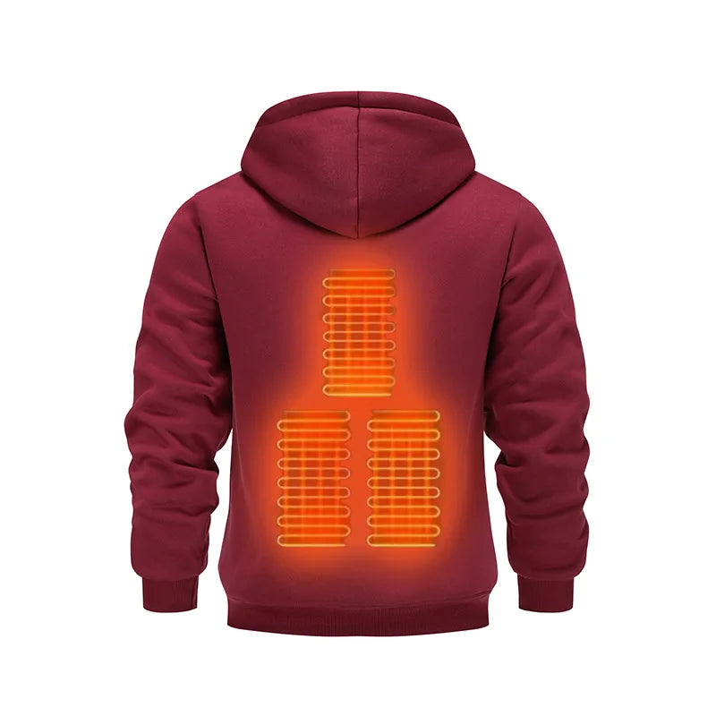 Mens USB Heated Jacket Winter Electric Heating Sweatshirt