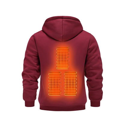 Mens USB Heated Jacket Winter Electric Heating Sweatshirt