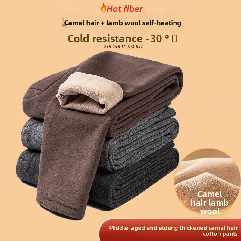 Men's Double-Sided Wool-Blend Thermal Trousers for Autumn/Winter