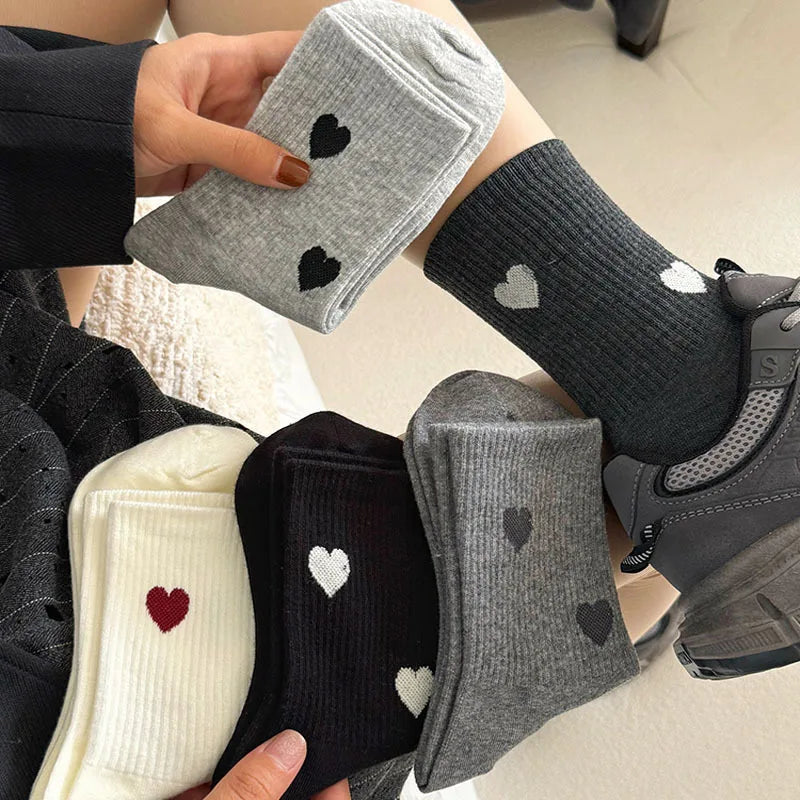 Woman Socks Autumn Winter Warm Breathable Sock Cute Heart